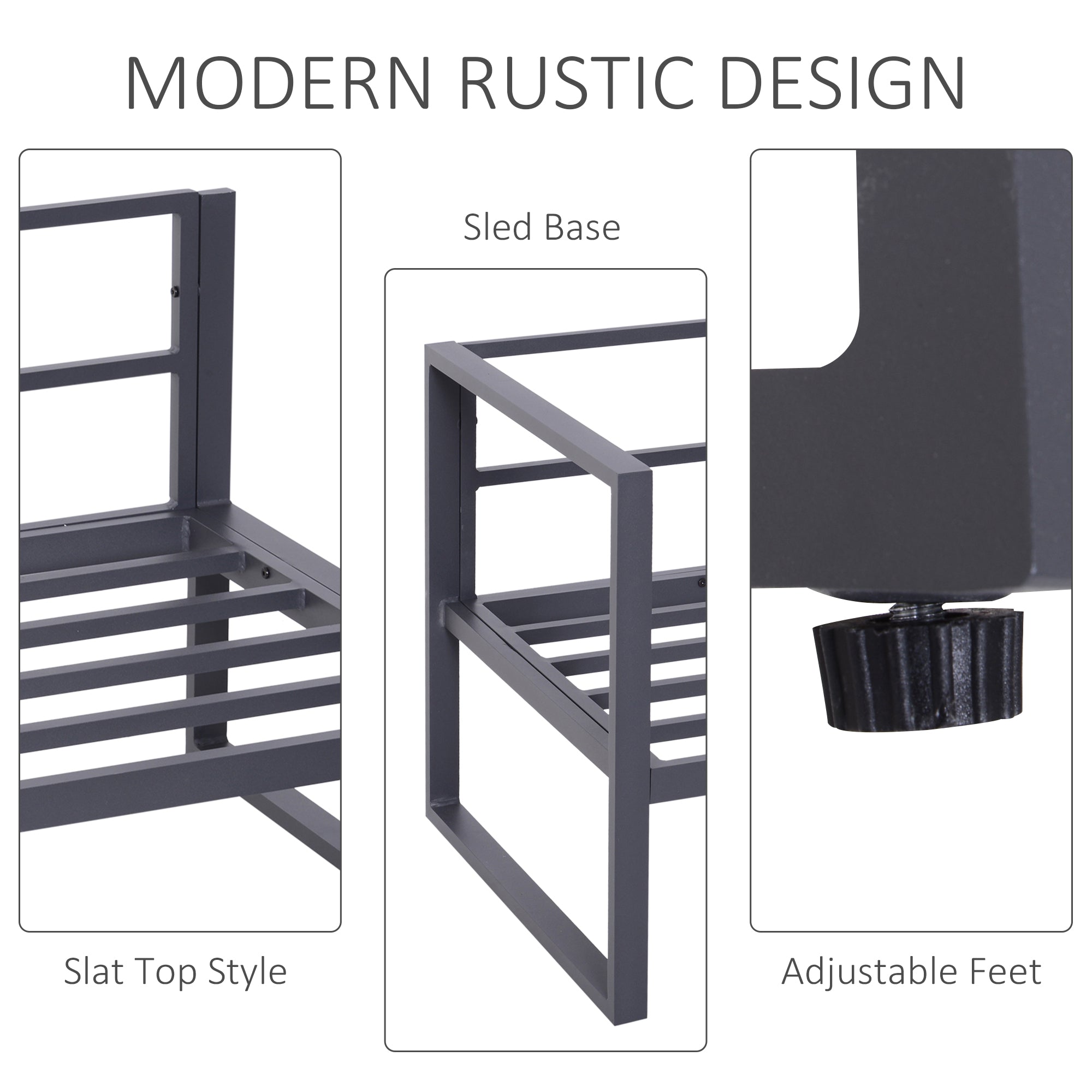 Outsunny 6 PCs Outdoor Indoor Sectional Sofa Set Thick Padded Cushions Aluminium Frame 5 Seaters 1 Coffee Table Footrest Grey 