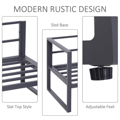 Outsunny 6 PCs Outdoor Indoor Sectional Sofa Set Thick Padded Cushions Aluminium Frame 5 Seaters 1 Coffee Table Footrest Grey 