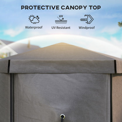 Outsunny 3 x 3(m) Hexagon Pop Up Gazebo with 5 Sides and Carry Bag, Waterproof, UV Resistant Party Tent Instant Event Shelter with Netting for Garden, Patio, Brown