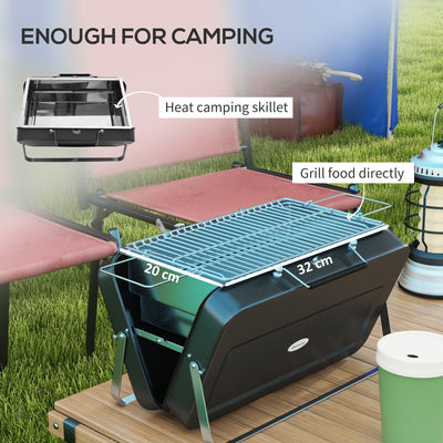 Outsunny Metal Suitable-Style Portable BBQ Grill - Black 