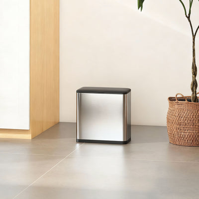 HOMCOM 8L Hanging Kitchen Bin, Rubbish bin with Lid and Removable Inner Bucket for Under Cabinet Door, Under Sink, Office 