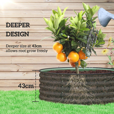 Outsunny Galvanised Raised Garden Bed with Safety Edging, Outdoor Raised Planter Box with Gloves, 120 x 120 x 43cm, Light Green 
