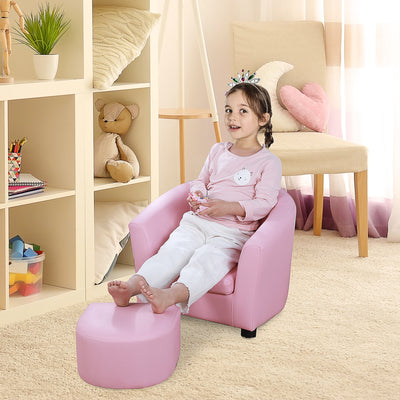 HOMCOM Kids Toddler Sofa Children's Armchair Footstool with Thick Padding, Anti-skid Foot Pads, 30 x 28 x 21cm, Pink 