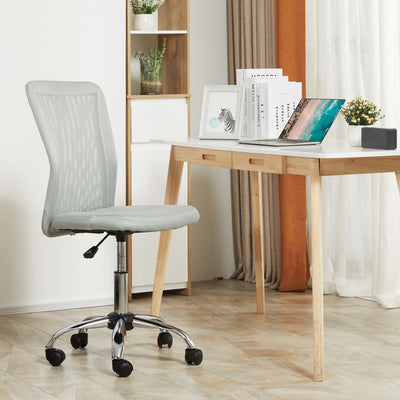 Vinsetto Office Chair, Armless Desk Chair, Adjustable Computer Swivel Chair with Rolling Wheels and Mesh Back for Home Work Study, Grey 