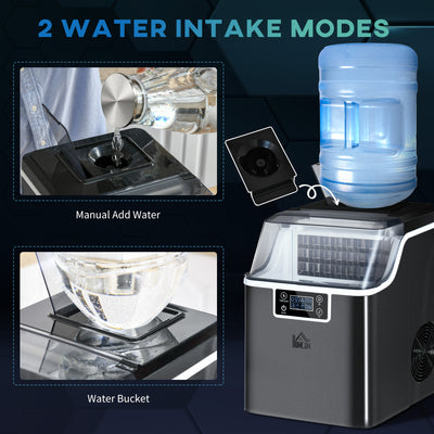 HOMCOM 3.2L Compact Ice Machine, with LCD Screen and Accessories - Black 