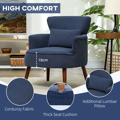 HOMCOM Corduroy Retro Accent Chair - Blue 