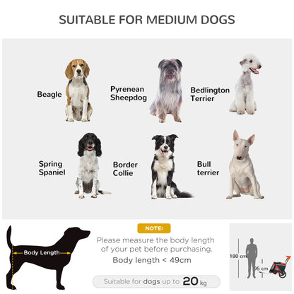 PawHut 2 in 1 Aluminium Foldable Dog Bike Trailer, Pet Stroller, for Medium Dogs - Red 