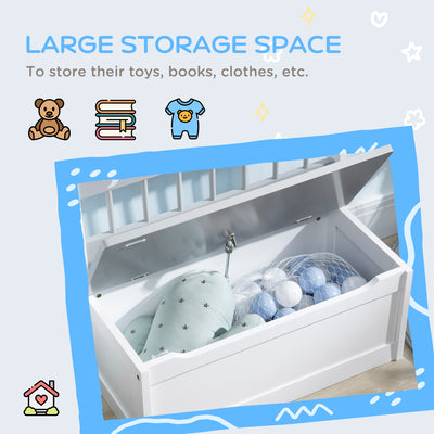 ZONEKIZ 2 In 1 Kids Storage Bench, Toy Box w/ Safety Rod - Grey 