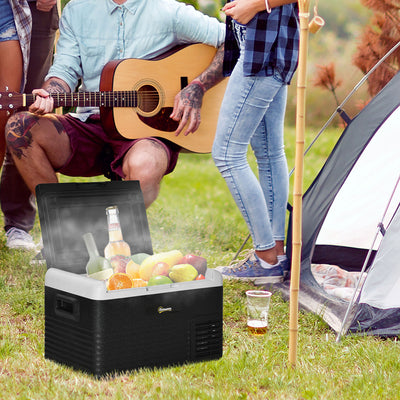 Outsunny 30L Car Refrigerator, Portable Compressor Car Fridge Freezer, Electric Cooler Box with 12/24V DC and 110-240V AC for Camping, Driving, Picnic, Down to -20\'e2\'84\'83 