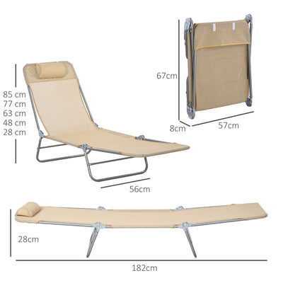 Outsunny Set of Two Steel Frame Sun Loungers, with Reclining Backs - Brown 
