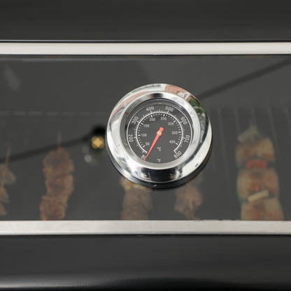 Outsunny 9kW Three-Burner Gas BBQ Grill, with See-Through Lid - Black 