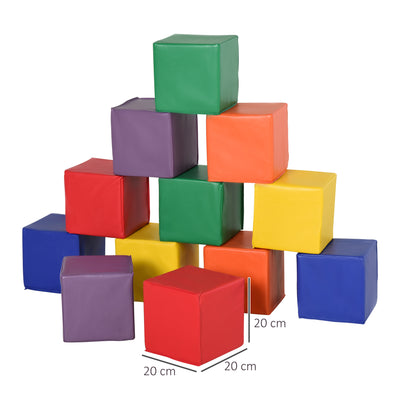 HOMCOM 12 Piece Soft Play Foam Blocks Toy Building Stacking Compliant Learning Toys for Toddler Baby Kids Preschool 