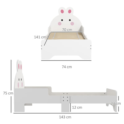 ZONEKIZ Rabbit-Designed Toddler Bed, Kids Bedroom Furniture - White 
