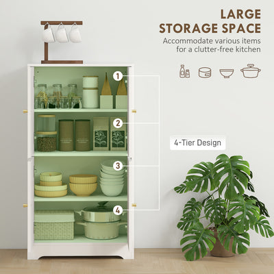 HOMCOM 4-Door Kitchen Storage Cabinet with Adjustable Shelves - White 