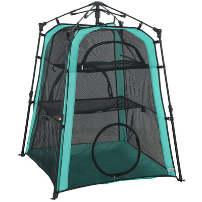 PawHut Cat Tent, 3-Tier Portable Pet Tent for Indoor Outdoor, Cat House with Multi-Door, Carry Bag, Breathable Mesh 
