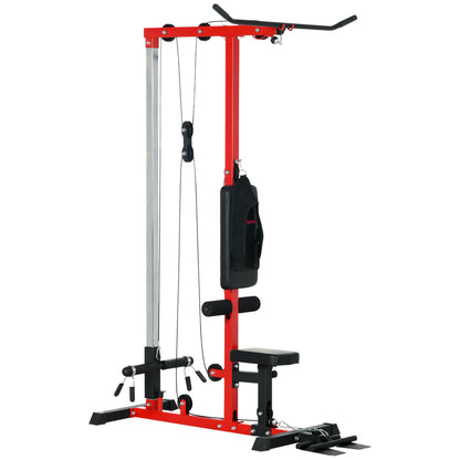 SPORTNOW Pull Up Station, Power Cage with Adjustable Seat, for Home Gym - Red 