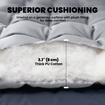 Outsunny Sleeping Mat, Foldable Camping Mattress Pad with Elastic Straps, Light Grey 