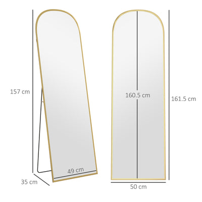 HOMCOM 162cm Aluminium Frame Standing Mirror - Gold 