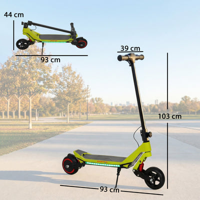 SPORTNOW Electric Scooter for Kids, Foldable E Scooter for Age Age 6+ with LED Display, RGB lights, Up to 16km/h, Green 