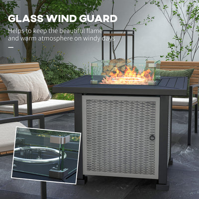Outsunny 81 x 81cm 50,000 BTU Gas Fire Pit Table - Grey 