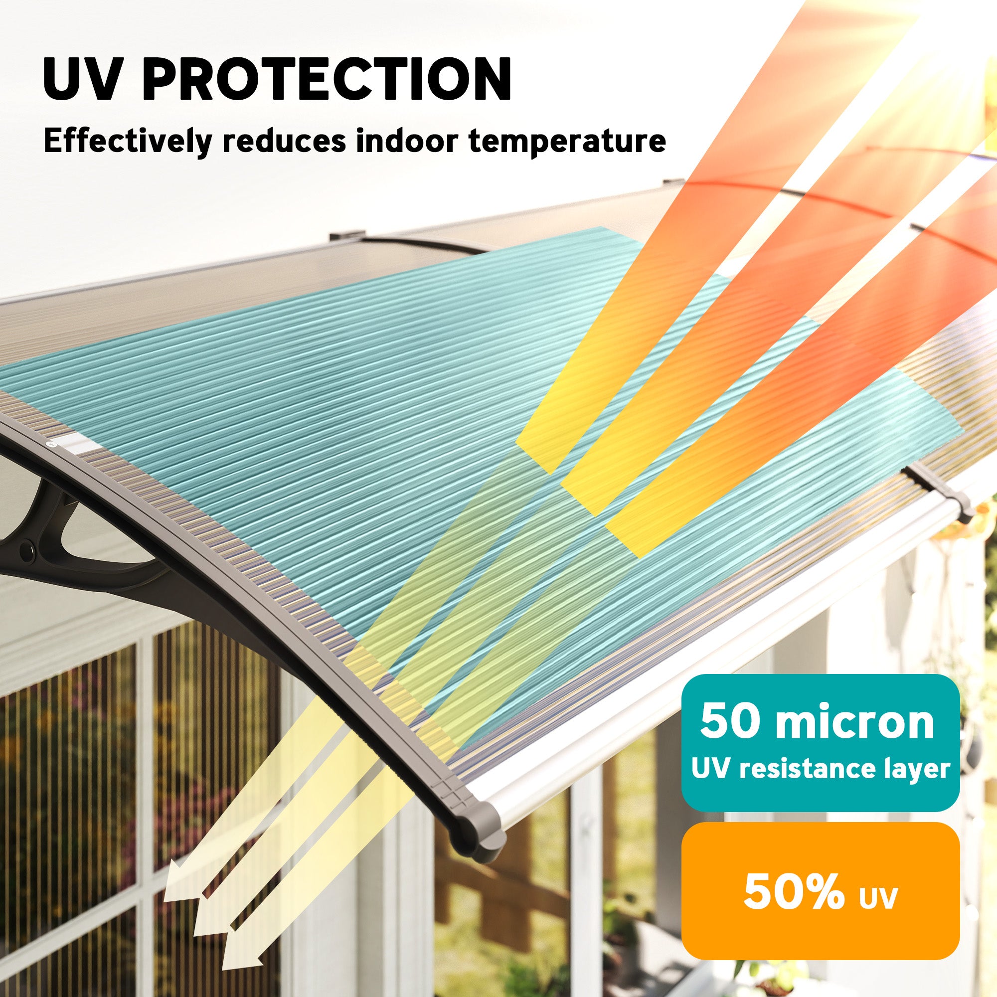 Outsunny Front Door Canopy, Outdoor Awning, Rain Shelter, 303 x 96cm , Brown 