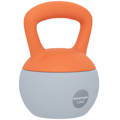 SPORTNOW 12KG Soft Kettlebell, Kettlebell with Non-Slip Handle for Home Gym, Weight Lifting, Strength Training, Orange/Grey 