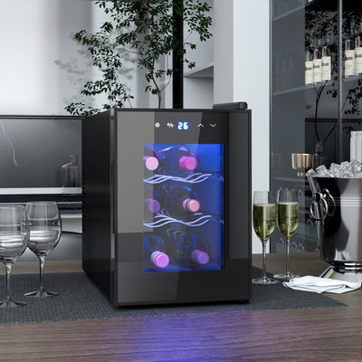 HOMCOM Six Bottle 8-18\'e2\'84\'83 Countertop Wine Fridge - Black 