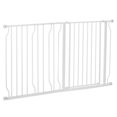 PawHut Extra Wide Dog Safety Gate, with Door Pressure, for Doorways, Hallways, Staircases - White 