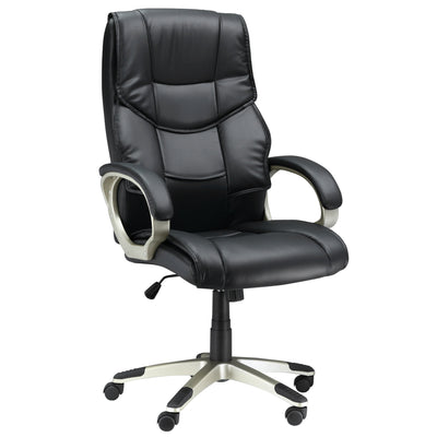 HOMCOM Home Office Chair High Back Computer Desk Chair with Faux Leather Adjustable Height Rocking Function Black 