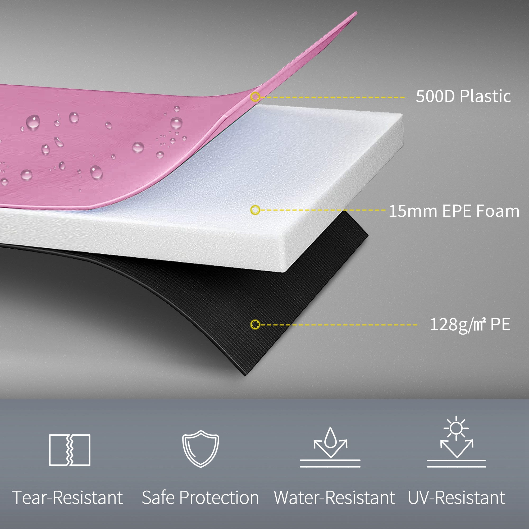 SPORTNOW 10FT Trampoline Spring Cover, Plastic Trampoline Pad Replacement with Elastic Cord, Waterproof, UV Resistant and Tear-Resistant, Pink 