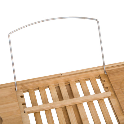 HOMCOM Extendable Bamboo Bathtub Shelf Rack Bath Caddy Tray Bathroom Storage, Set of 2 