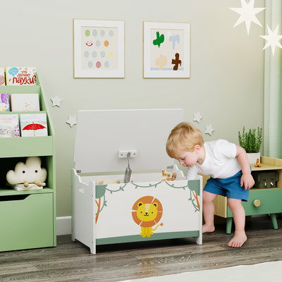 AIYAPLAY Toy Box with Lid, Safety Hinges and Groove Handles, Toy Storage organiser for Kids, Living Room, Playroom, Green 