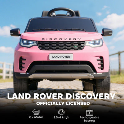 AIYAPLAY Land Rover Discovery Licensed 12V Kids Electric Car with Remote, 4 Wheel Suspension, Slow Start, Lights, Music, Pink 