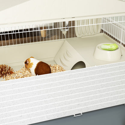 PawHut Small Animal Cage with Removable Pet Playpen, Guinea Pig Cage with Waterproof Pad, Hay Feeder, 108 x 71 x 57cm, Beige 