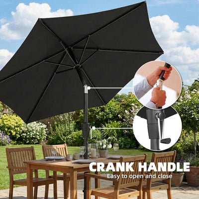 Outsunny 2m Garden Parasol Umbrella, Outdoor Table Parasol Umbrella with Crank Handle, Tilt Function, UV30+ Protection 