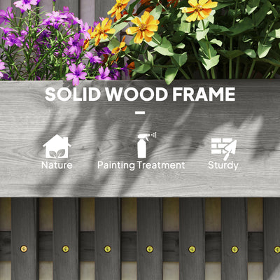 Outsunny Wall-mounted Wooden Garden Planters with Trellis, Drainage Holes and 3 Planter Boxes for Patio, Grey 
