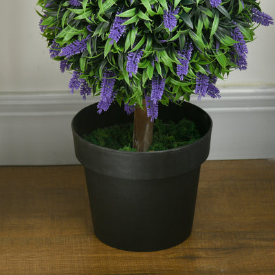 HOMCOM Set of 2 Artificial Plants, Lavender Flowers Ball Trees with Pot, for Home Indoor Outdoor Decor, 110cm 