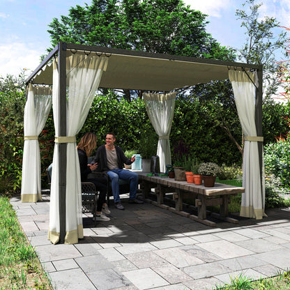 Outsunny 3 x 3m Aluminium Frame Pergola, with Retractable Roof - Khaki 