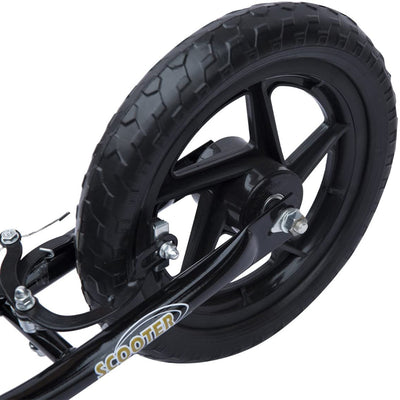 HOMCOM Kids Scooter Kick Scooter with 12" EVA Tyres, Rear Brake, Big Wheels Scooter for 5-12 Years Old, Black 