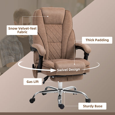 Vinsetto Massage Office Chair, Heated Reclining Computer Chair with Adjustable Height and Footrest, Brown 
