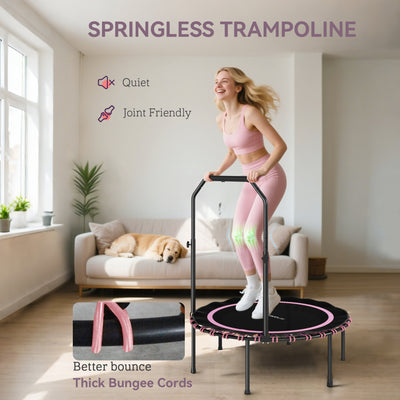 SPORTNOW 40" Foldable Fitness Trampoline Rebounder with Handle, Pink 