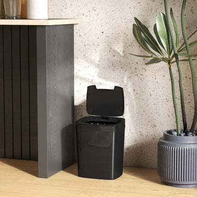 HOMCOM 15L Sensor Bin, Automatic Touchless Kitchen Bin, Easy Clean, Battery Operated for Home Office, Bedroom, Bathroom, Black 