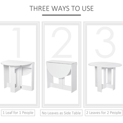 HOMCOM Space-saving Drop Leaf Table, Folding Dining Table for Small Space, Kitchen, Dining Room, White 