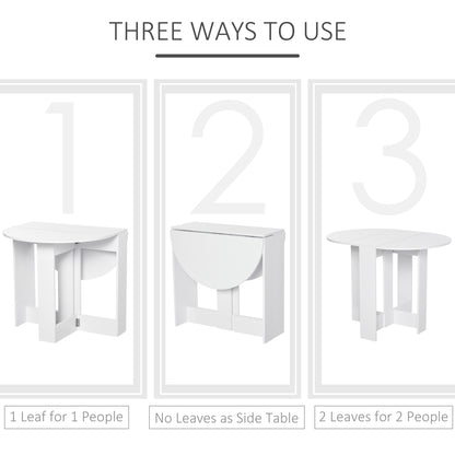 HOMCOM Space-saving Drop Leaf Table, Folding Dining Table for Small Space, Kitchen, Dining Room, White 