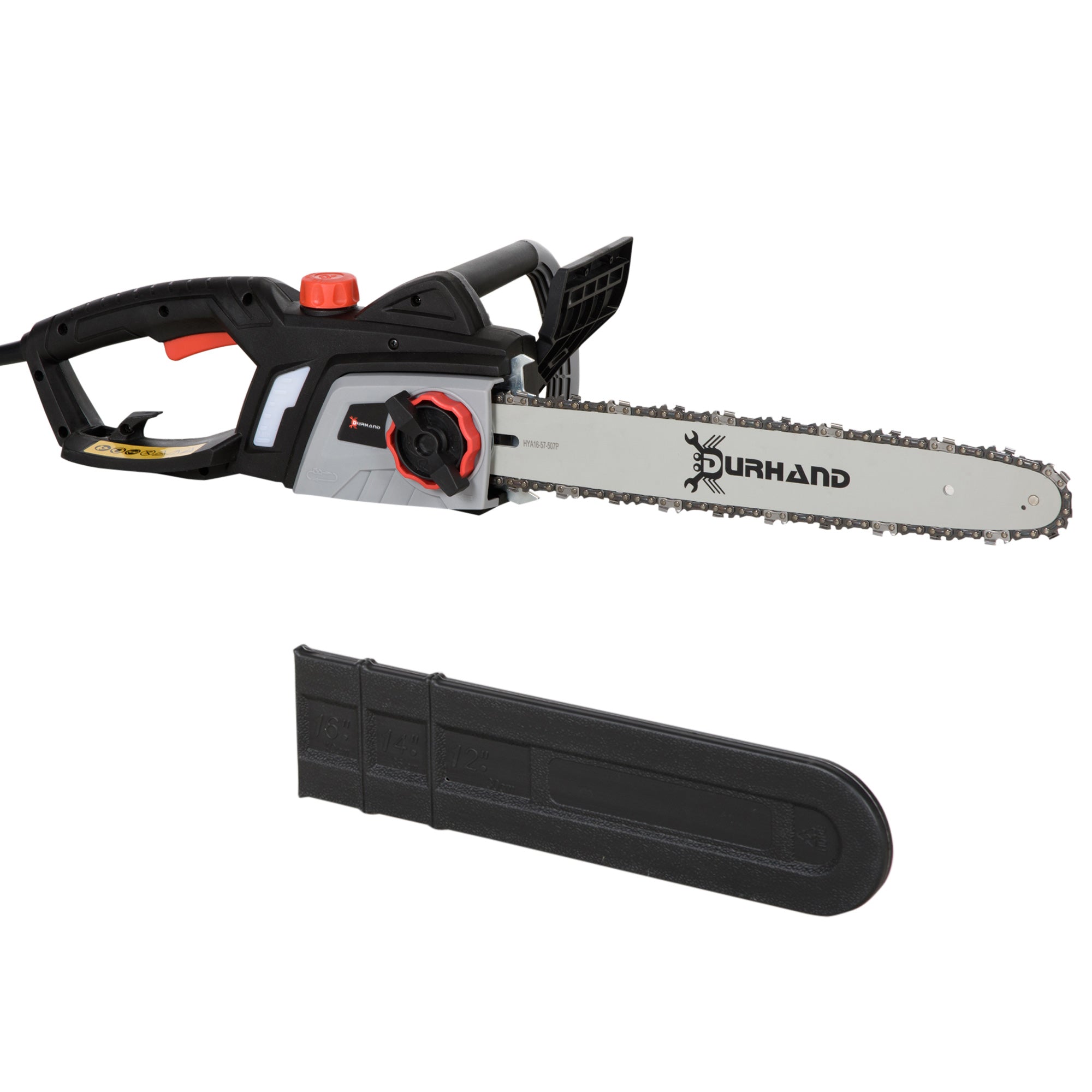 DURHAND 1600W Electric Chainsaw with Double Brake, Tool-Free Chain Tensioning and 40cm Guide Bar and Chain, Power Saw to Cut Wood, Auto Chain Lubrication