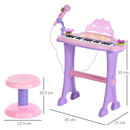 HOMCOM 32 Keys Kids Mini Electronic Keyboard Musical Instrument Educational Game Toy Children Grand Piano Stool Micropho 
