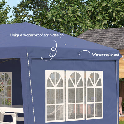 Outsunny 3 x 6m Pop Up Gazebo, Height Adjustable Marquee Party Tent with Sidewalls and Storage Bag, Blue 