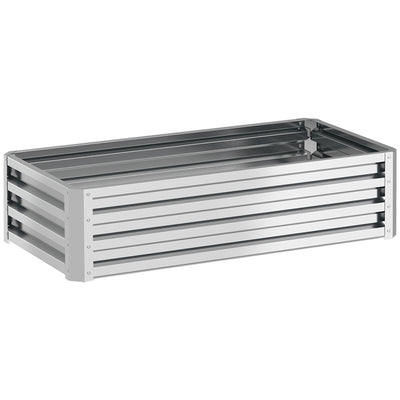 Outsunny Raised Beds for Garden, Galvanized Outdoor Planters, for Herbs and Vegetables, Use for Patio, Backyard, Balcony, Silver 
