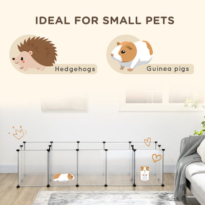 PawHut 18-Panel Small Animal Cage, Pet Playpen, for Guinea Pigs, Hedgehogs - White 