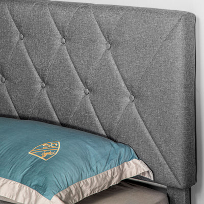 HOMCOM King Size Padded Fabric Headboard Bed Frame - Grey 